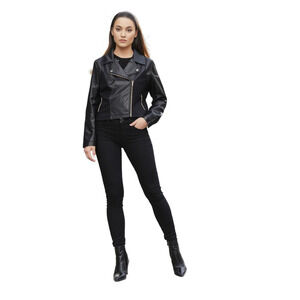 Women Jacket Nicole Miller Midweight Leather Womens Jacket Size Large Black